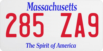 MA license plate 285ZA9
