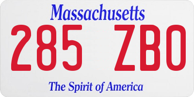 MA license plate 285ZB0