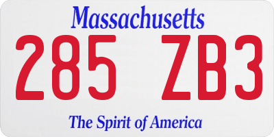 MA license plate 285ZB3