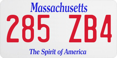 MA license plate 285ZB4
