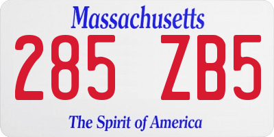 MA license plate 285ZB5