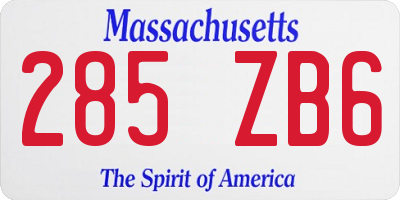 MA license plate 285ZB6