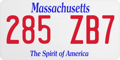 MA license plate 285ZB7