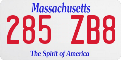 MA license plate 285ZB8