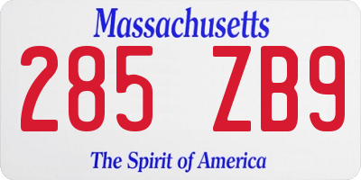 MA license plate 285ZB9