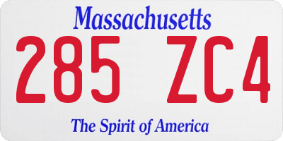 MA license plate 285ZC4