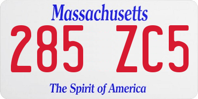 MA license plate 285ZC5
