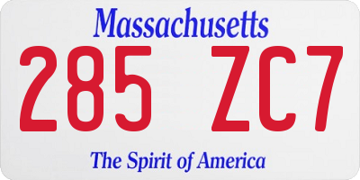 MA license plate 285ZC7
