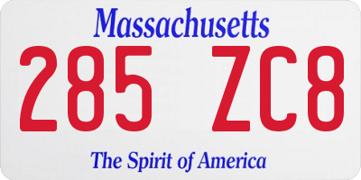 MA license plate 285ZC8