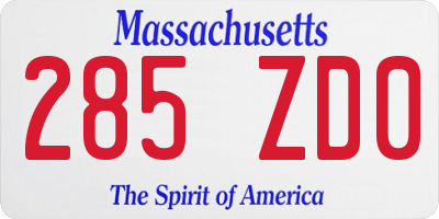 MA license plate 285ZD0