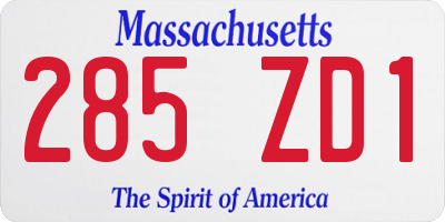 MA license plate 285ZD1