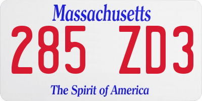 MA license plate 285ZD3