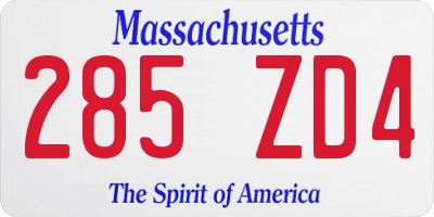 MA license plate 285ZD4