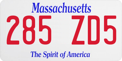 MA license plate 285ZD5