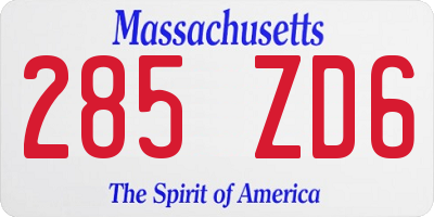 MA license plate 285ZD6