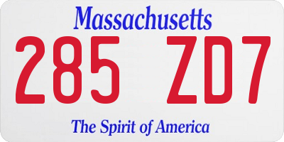 MA license plate 285ZD7