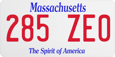 MA license plate 285ZE0