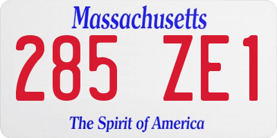 MA license plate 285ZE1