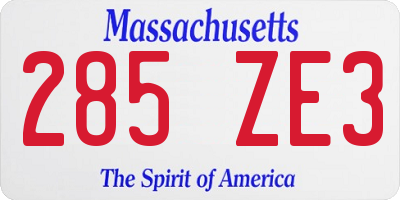 MA license plate 285ZE3