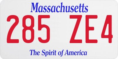 MA license plate 285ZE4