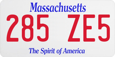 MA license plate 285ZE5