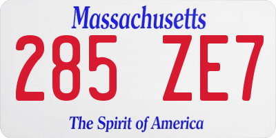 MA license plate 285ZE7