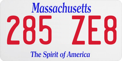 MA license plate 285ZE8