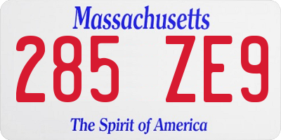 MA license plate 285ZE9