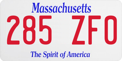 MA license plate 285ZF0