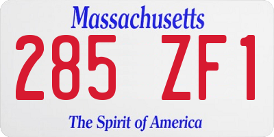 MA license plate 285ZF1