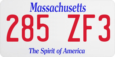 MA license plate 285ZF3
