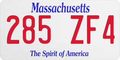 MA license plate 285ZF4