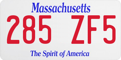 MA license plate 285ZF5