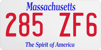 MA license plate 285ZF6