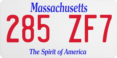 MA license plate 285ZF7