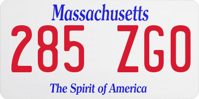 MA license plate 285ZG0