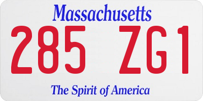 MA license plate 285ZG1