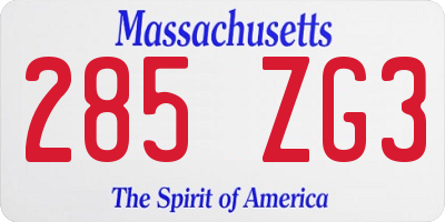 MA license plate 285ZG3