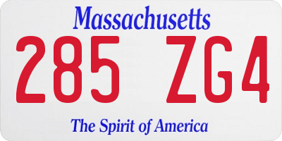 MA license plate 285ZG4
