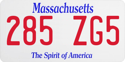 MA license plate 285ZG5