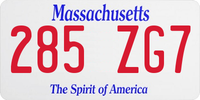 MA license plate 285ZG7