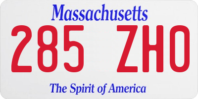 MA license plate 285ZH0