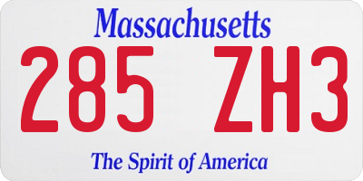 MA license plate 285ZH3