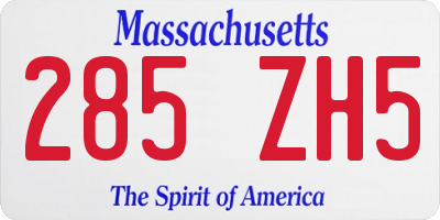 MA license plate 285ZH5