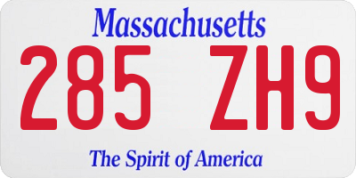 MA license plate 285ZH9