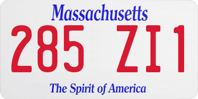 MA license plate 285ZI1
