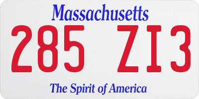 MA license plate 285ZI3