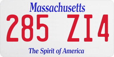 MA license plate 285ZI4