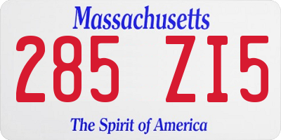 MA license plate 285ZI5