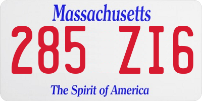 MA license plate 285ZI6